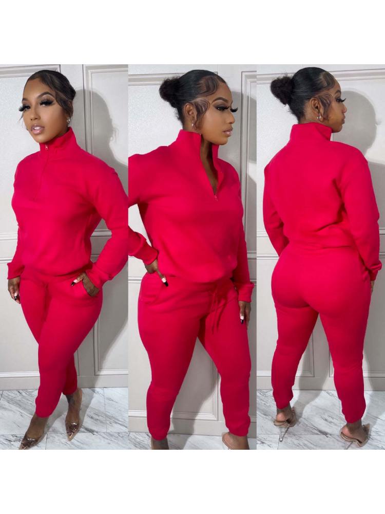 Plain Sweatshirt Set