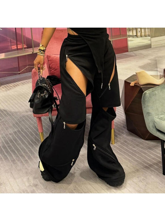 Hollow Out Zipper Pants