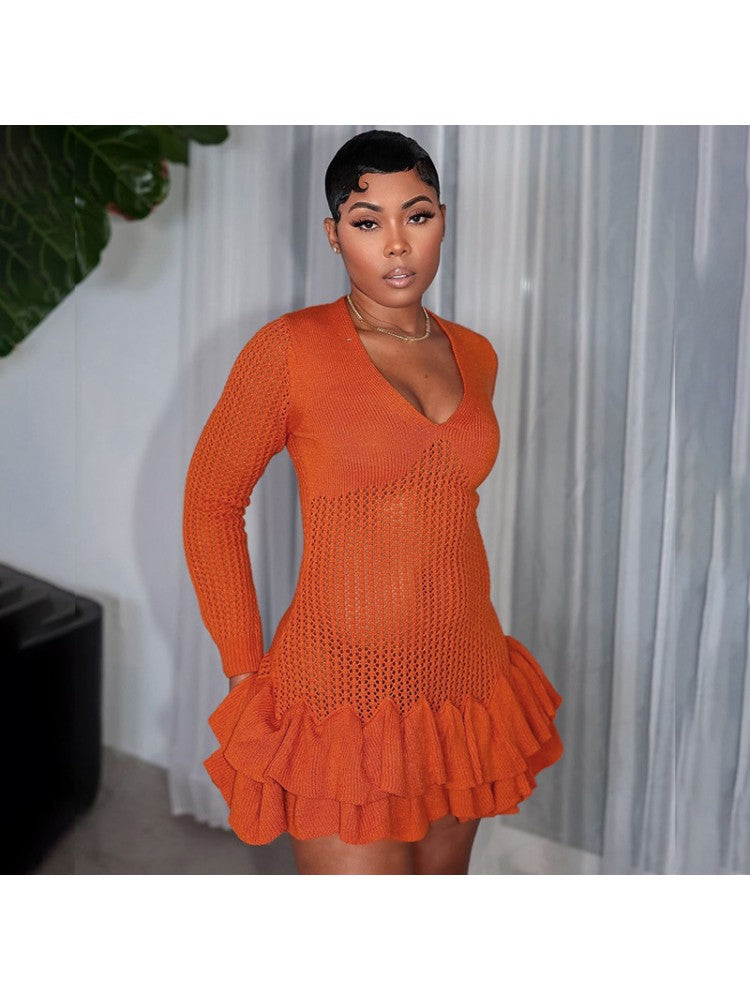 Ruffle Sweater Dress