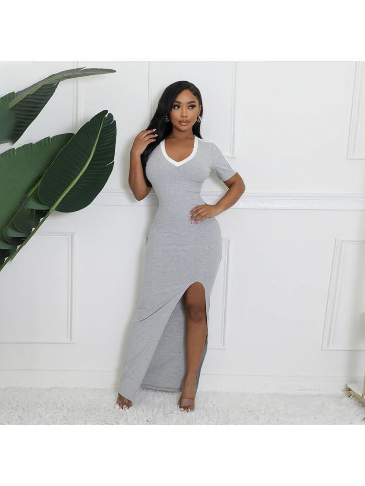 Split V Neck Dress