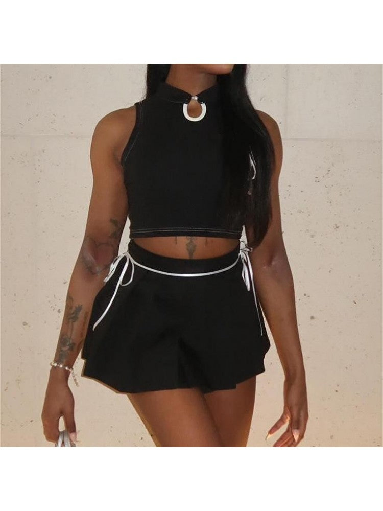 Ruched Crop Skirt Set