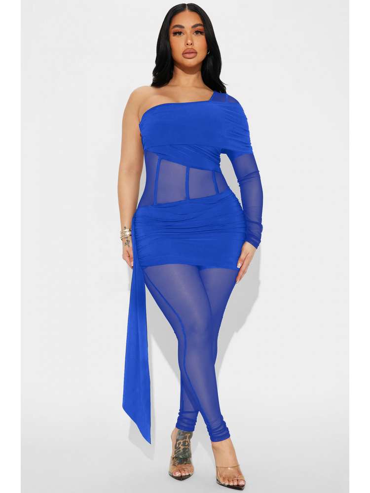 Ruched Sheer Jumpsuit
