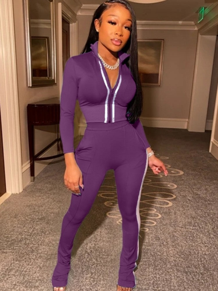 Solid Color Trouser Set