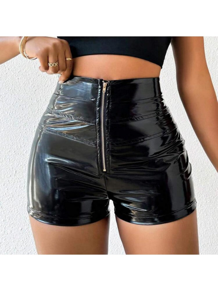 Leather Zipper Shorts