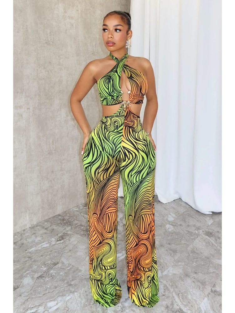 Colorblock Backless Jumpsuit