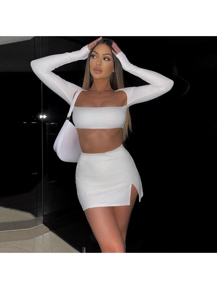 Split Hem Skirt Set