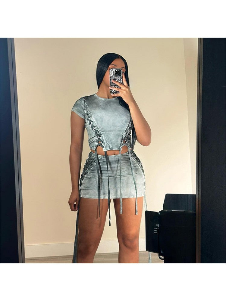 Drawstring Skirt Set