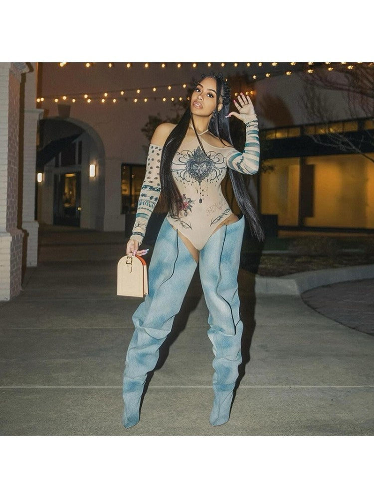 Printed Off Shoulder Bodysuit