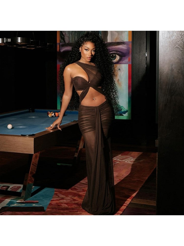 See Through One Shoulder Dress