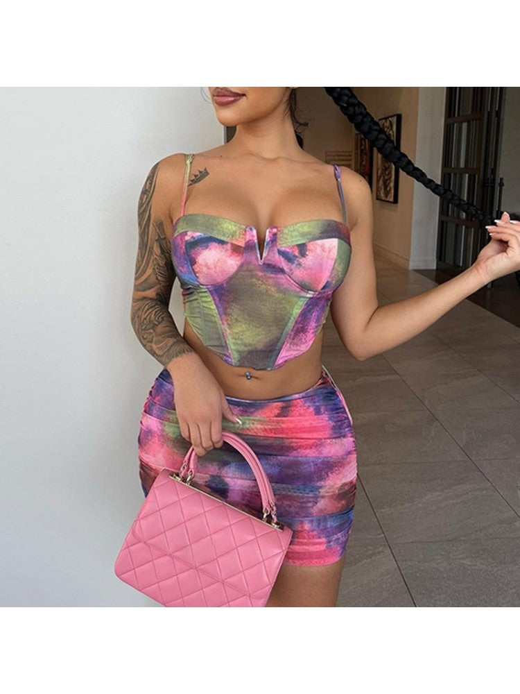 Sexy Crop Tank Skirt Set