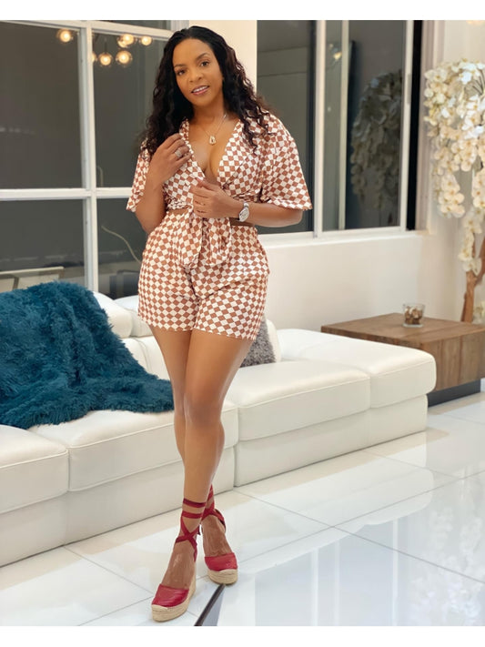 Casual Plaid Short Set