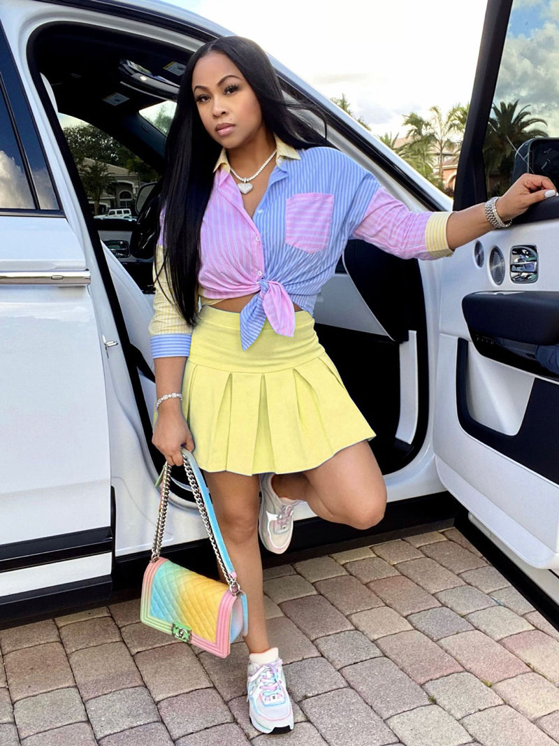 Plaid Shirt & Skirt Set