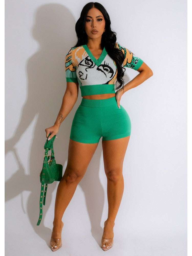 Fashion Print Short Set