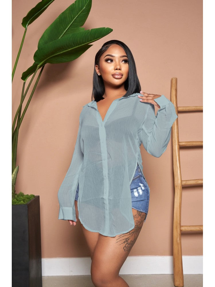 See Through Slit Shirt
