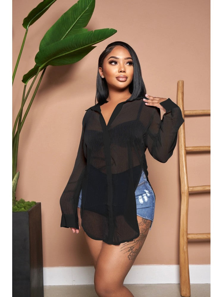 See Through Slit Shirt