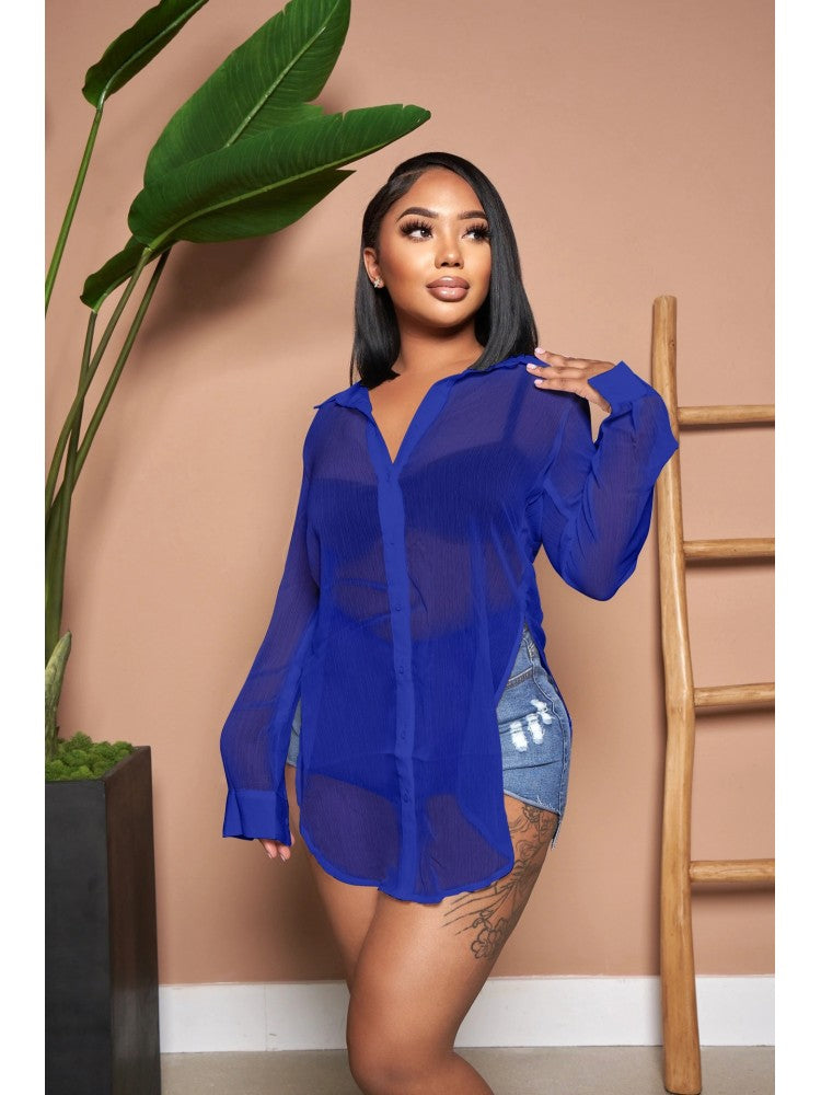See Through Slit Shirt