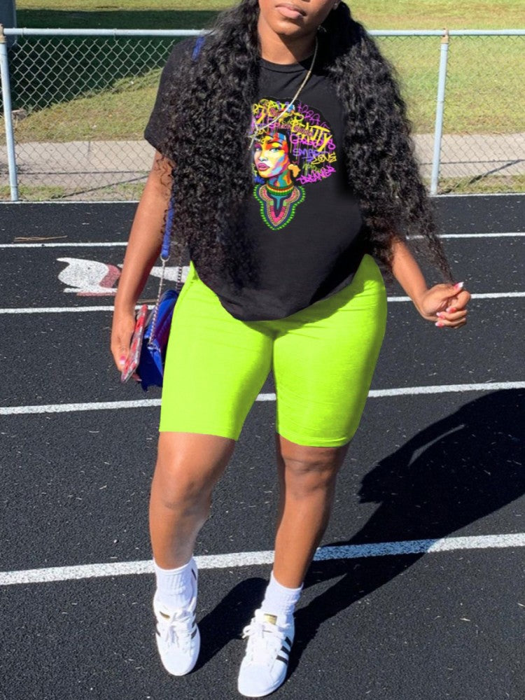 Graphic Tee & Biker Short Set