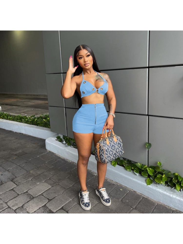 Pure Color Shorts Set