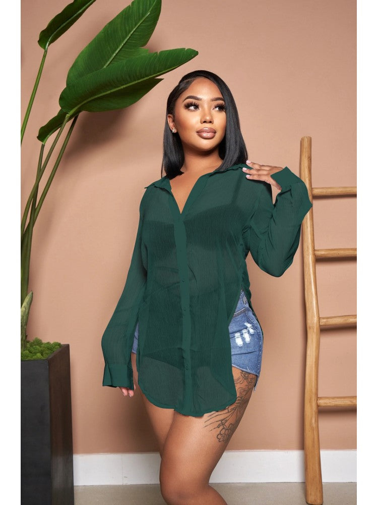 See Through Slit Shirt