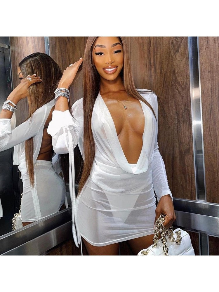 Night Out Deep V Neck Mini Dress