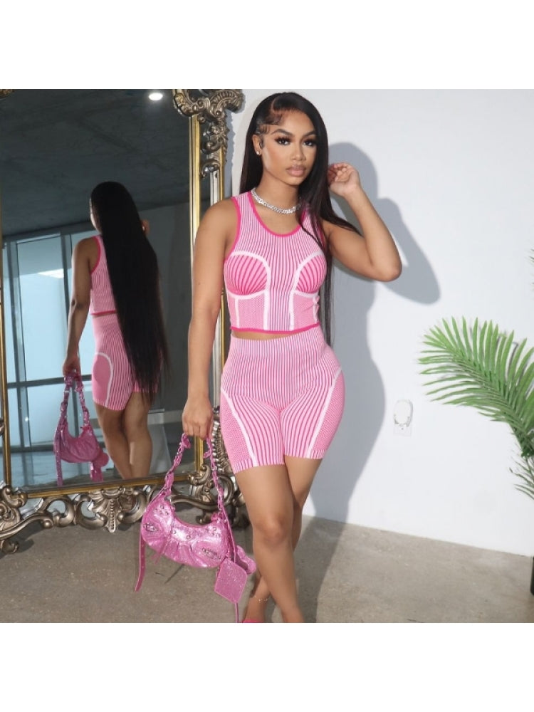 Lines Biker Short Set