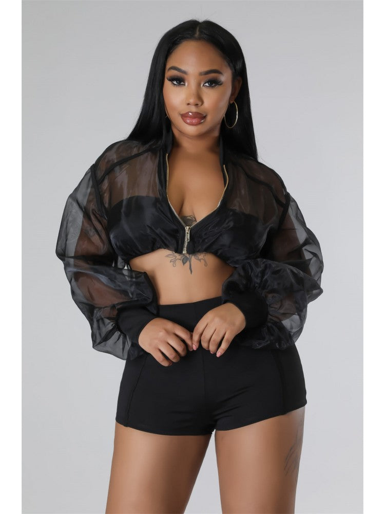 See Through Sleeve Short Set
