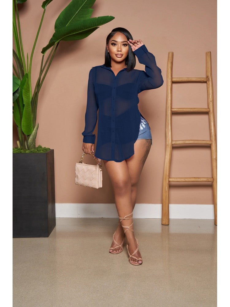 See Through Slit Shirt
