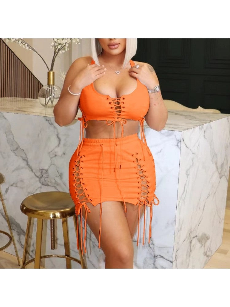 Drawstring Skirt Set