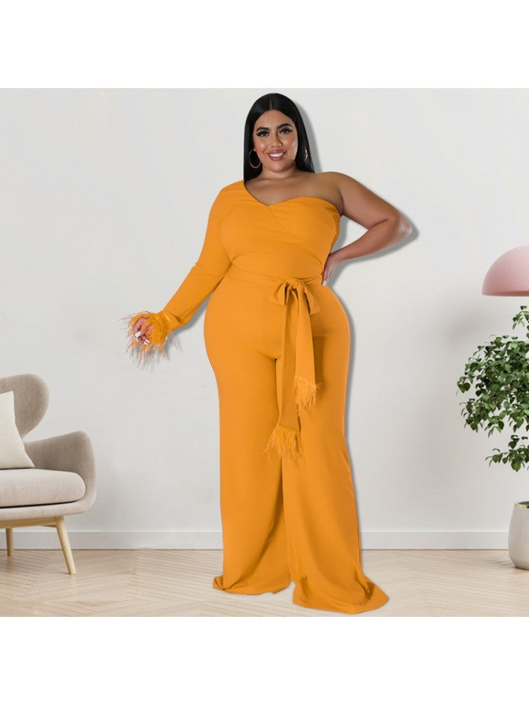 Plus Size One Shoulder Jumpsuit