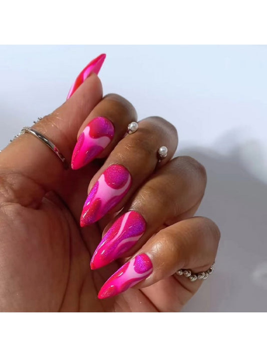 Oval Hot Pink Illusion Press-ons