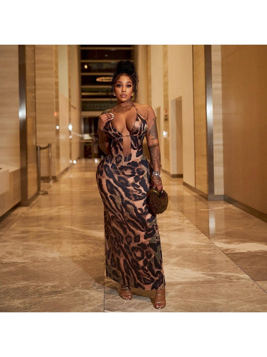 Leopard Halter Dress