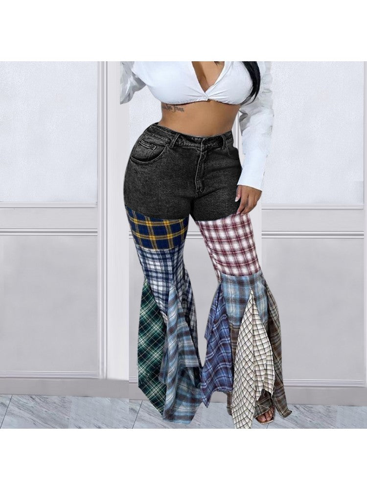 Plaid Patchwork Jeans