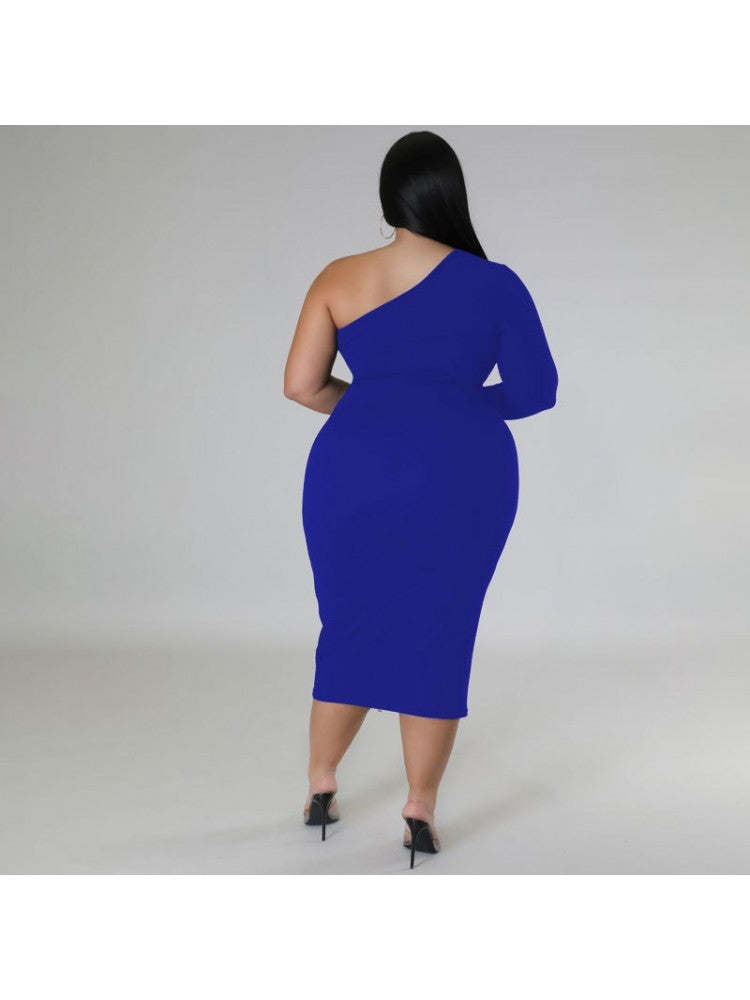 Plus Size One Shoulder Dress