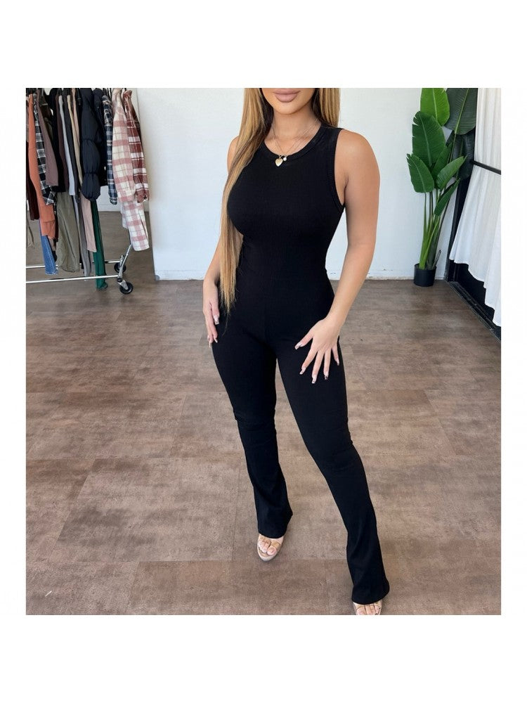 Solid Flare Jumpsuit