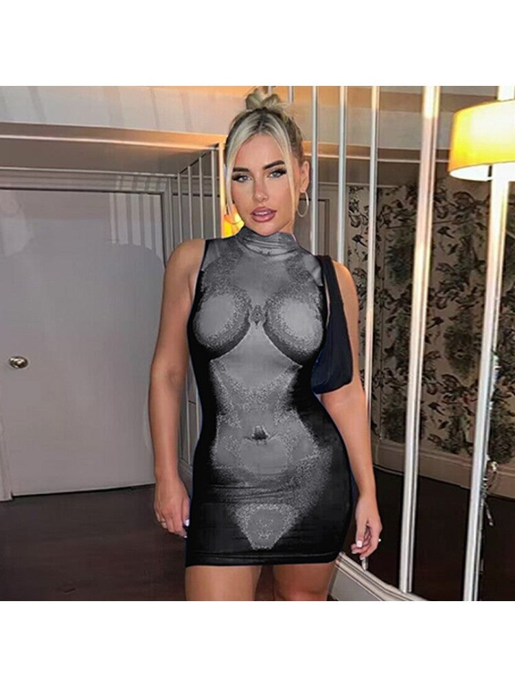 Body Print Bodycon Dress