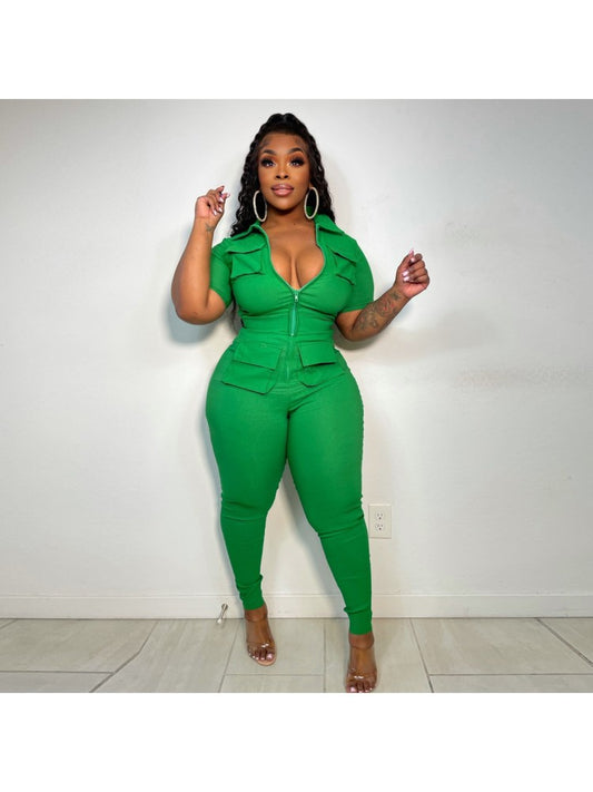 Plus Size Cargo Jumpsuit