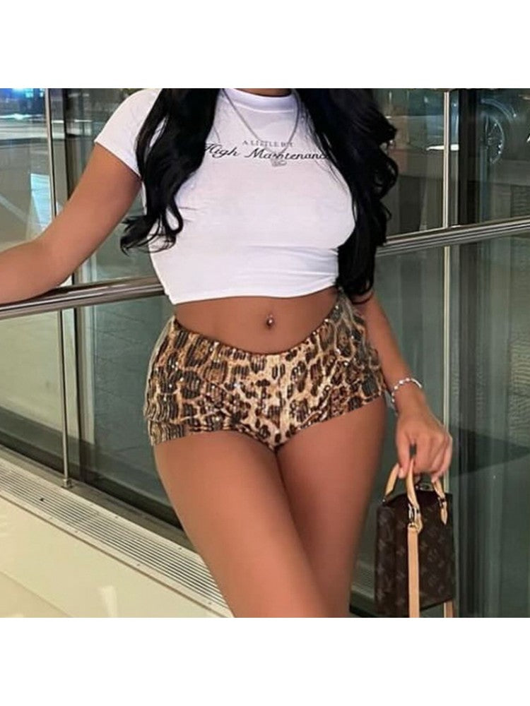 Leopard Sequin Shorts