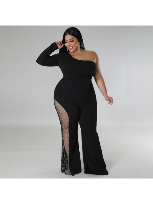 Plus Size One Shoulder Jumpsuit