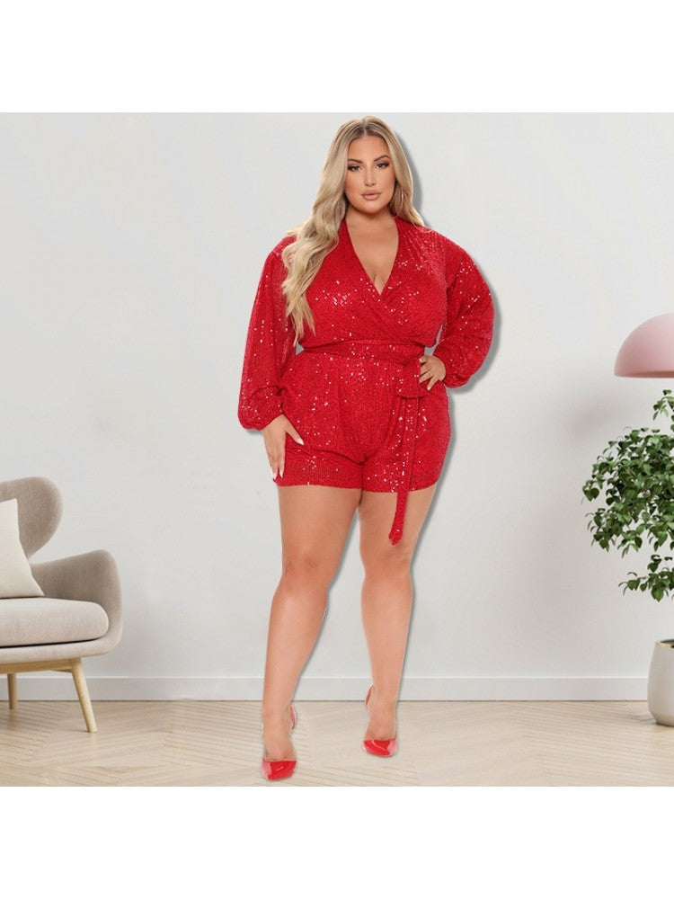 Plus Size Shiny Romper