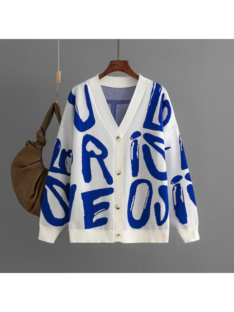 Fall Letter Print Cardigan