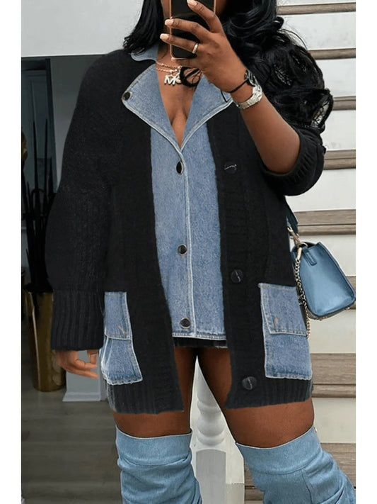 Denim Knitted Cardigan