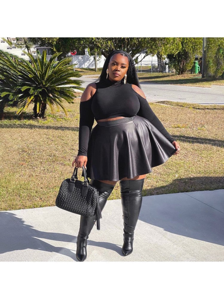 Plus Size Leather Skirt