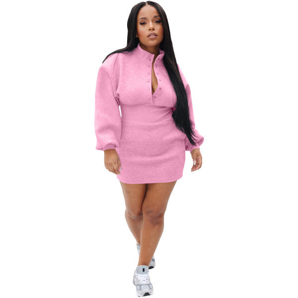 Long Sleeve Fleece Dress