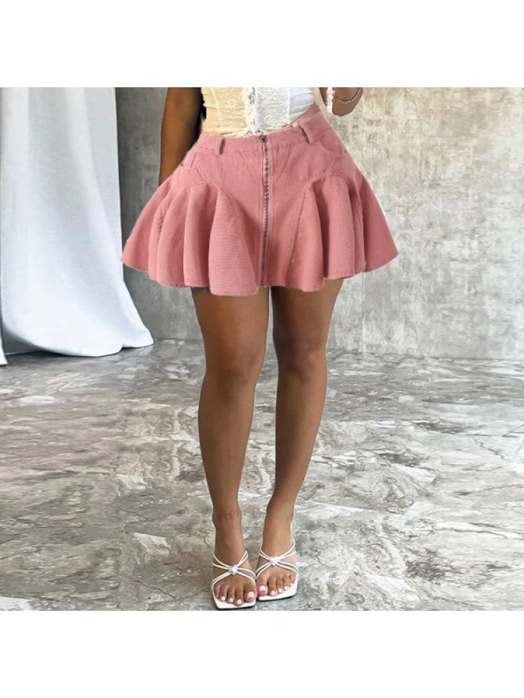 Pink Denim Skirt