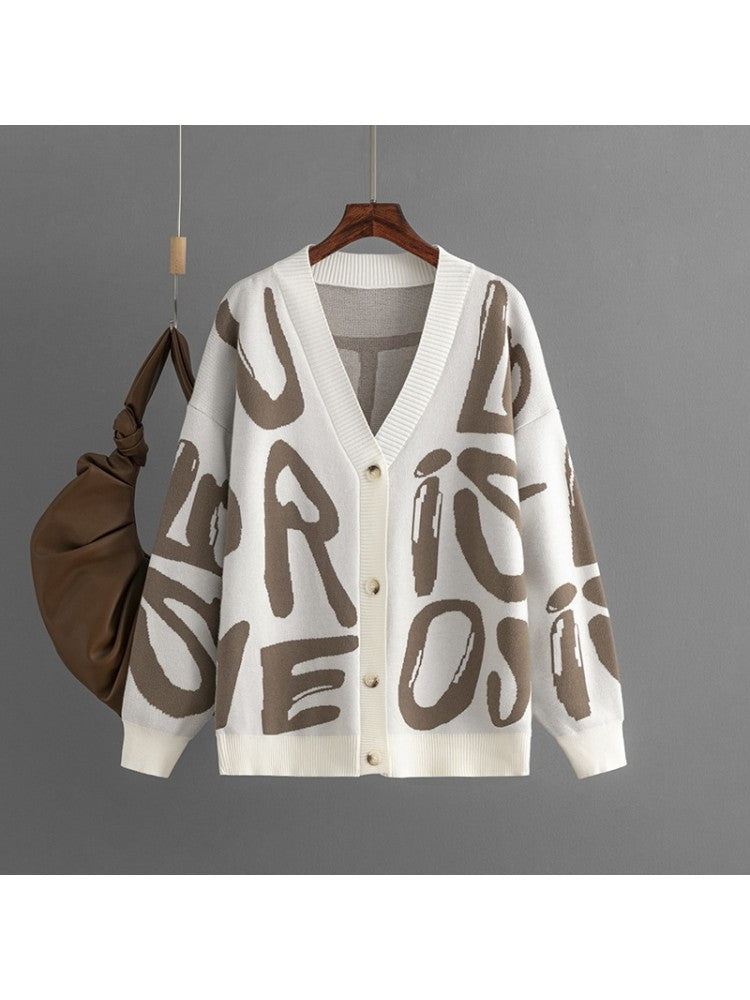 Fall Letter Print Cardigan