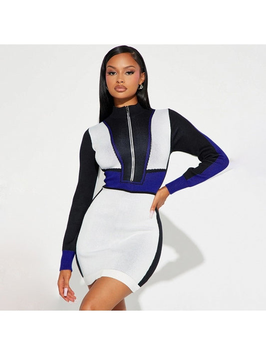 Colorblock Turtleneck Dress