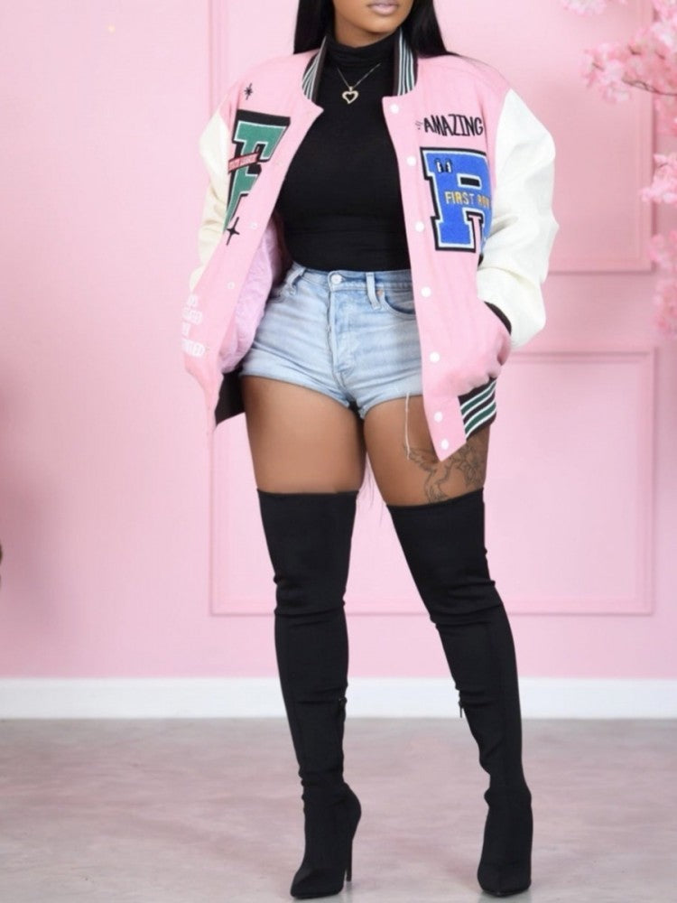 Plus Size Varsity Jacket