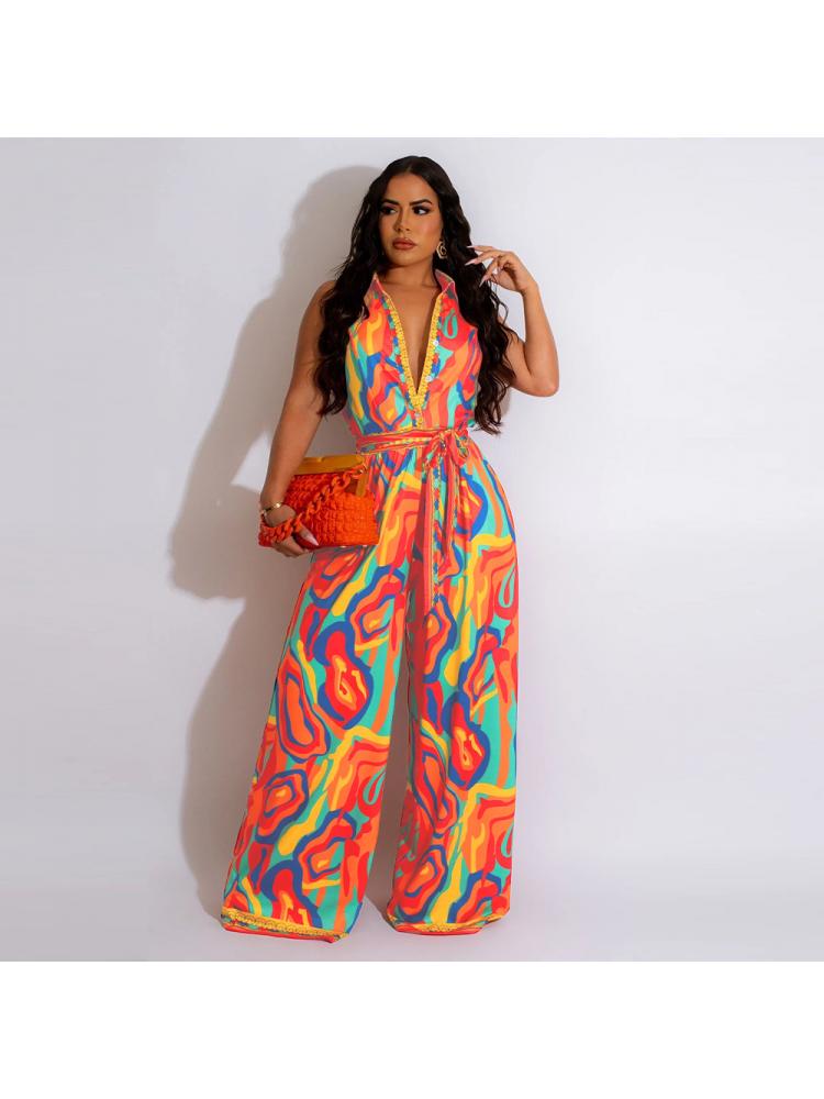 Print Sleeveless Jumpsuit