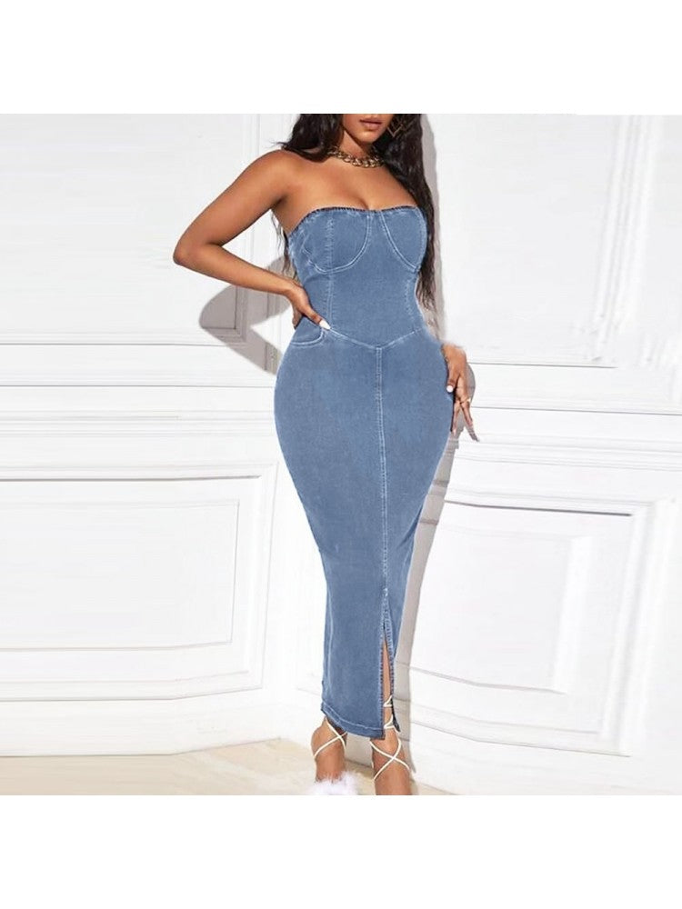 Denim Strapless Dress