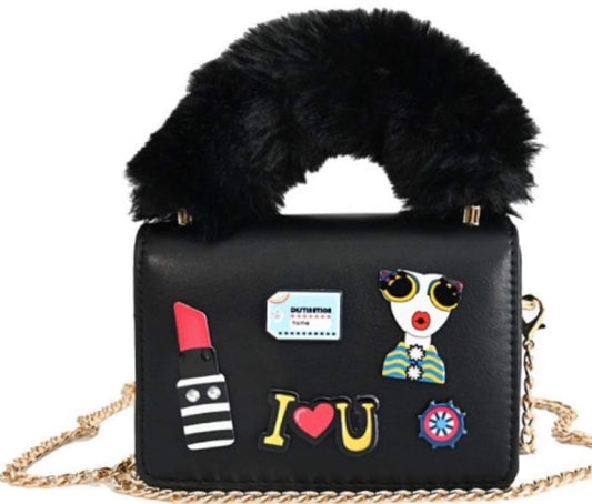 Fur Patches Mini Handbag